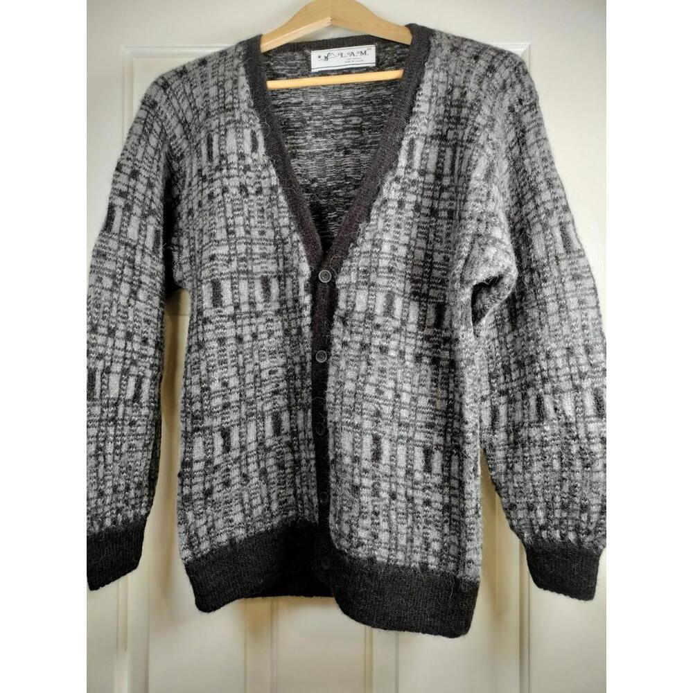 VTG Tejidos L.A.M. Bolivia 100% Alpaca Wool Cardigan‎ Sweater - Medium Slim Fit